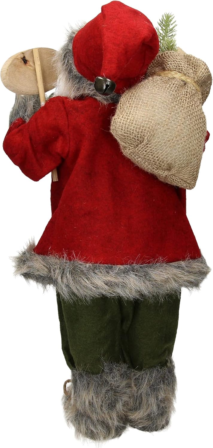 ECD Germany Weihnachtsmann aus Polyresin, 22 x 14 x 47 cm, Rot, Grün, Winter Tischdeko, Winterdeko,