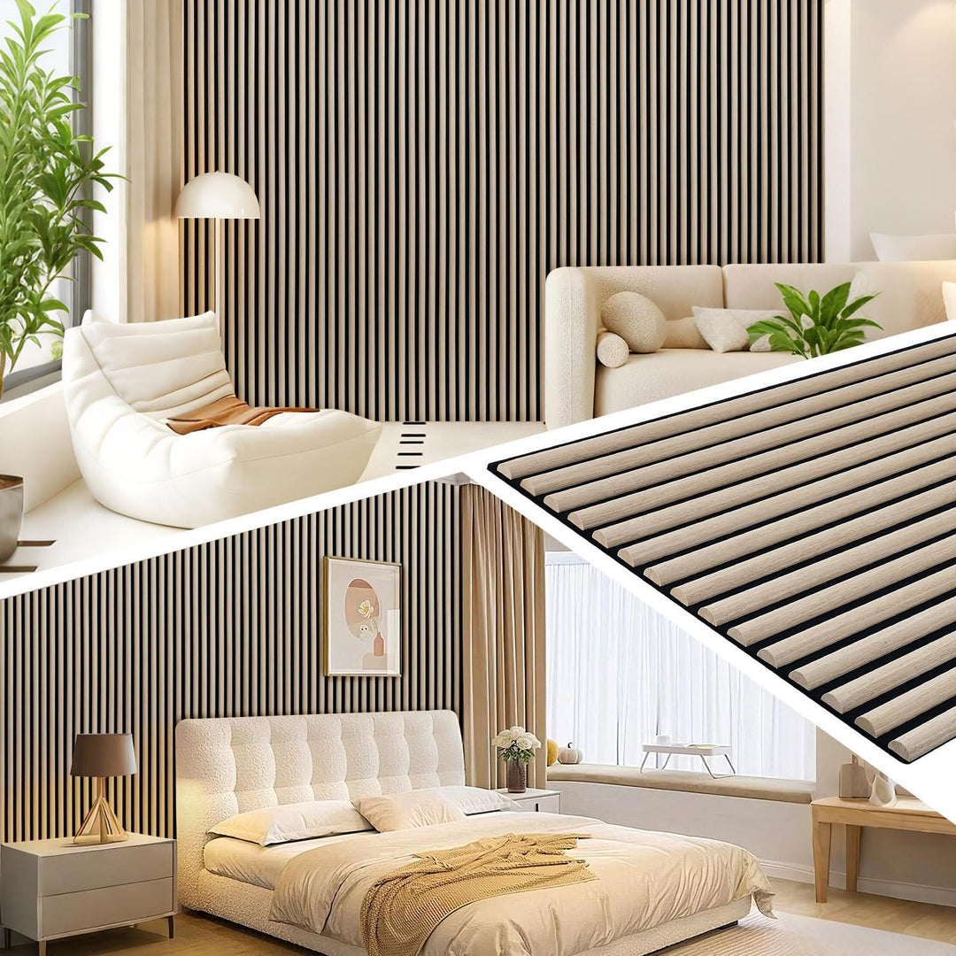 3X Akustikpaneele 120×60cm – 2,16 m² 3D Halbrunde Holzlamellen Wandpaneele auf MDF & Akustikfilz, Mo