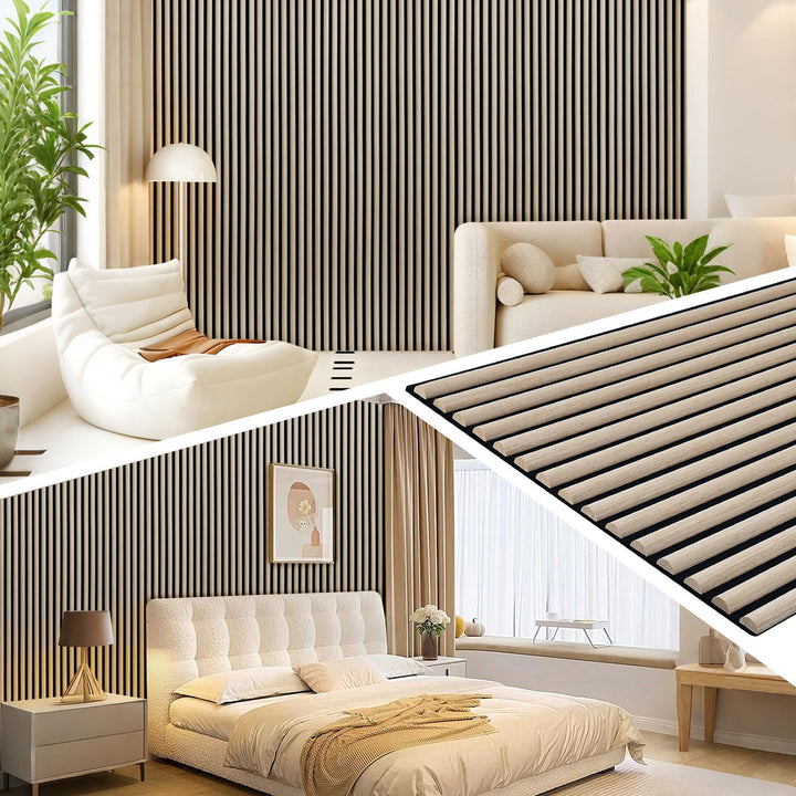 3X Akustikpaneele 120×60cm – 2,16 m² 3D Halbrunde Holzlamellen Wandpaneele auf MDF & Akustikfilz, Mo