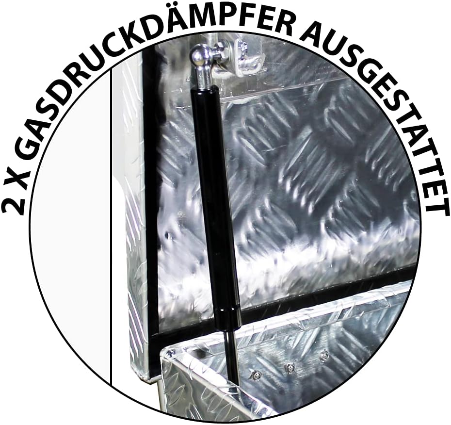 Trucky Truckbox, Deichselbox Aluminium, Anhängerbox 15 Grössen, Werkzeugkiste mit Schloss und Schlüs