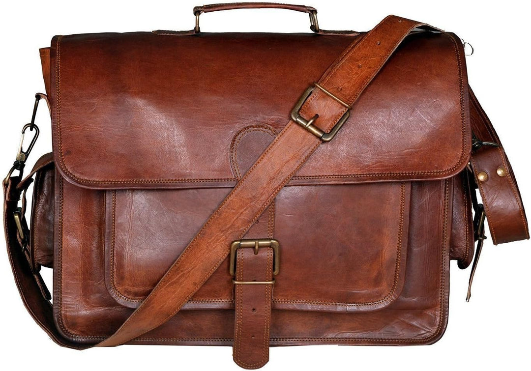 ALASKA EXPORTS - 40,6 cm (16 Zoll) handgemachte vintage Leder Messenger-Tasche für Laptop Aktentasch