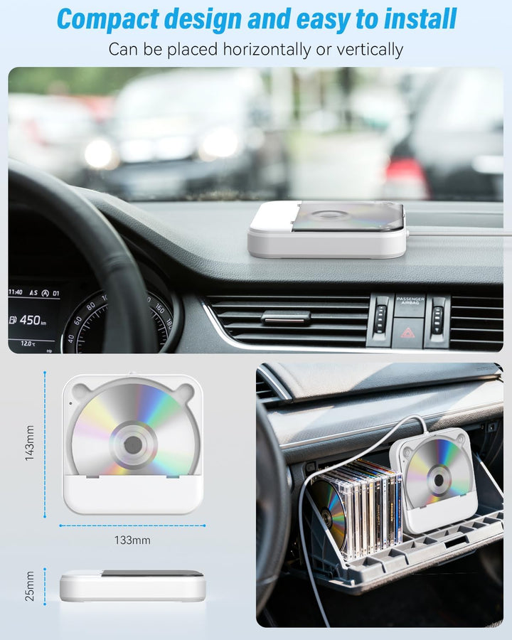 MONODEAL Externer CD Player für Auto, Plug-and-Play Auto CD-Player mit USB/AUX Anschluss, Universell