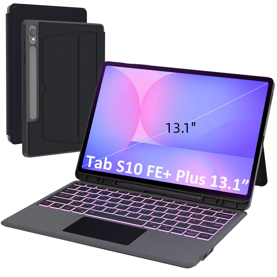 für Samsung Galaxy Tab S10 FE+ Plus 13.1 Zoll Hülle mit Tastatur: Tab S10fe+ Plus 2025 Deutsches QWE