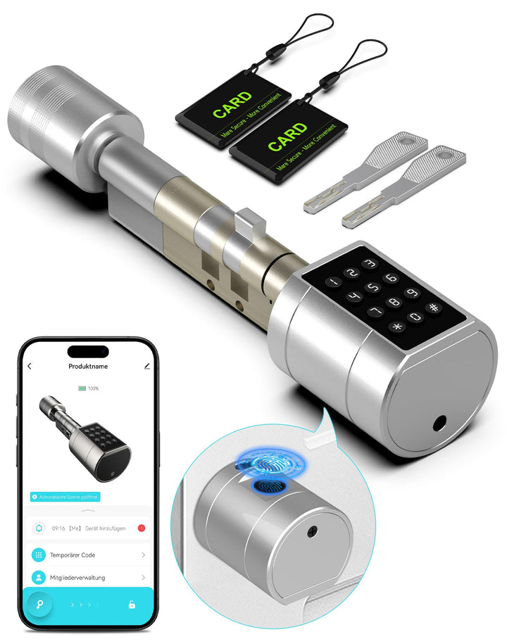 Eseesmart Türschloss Fingerabdruck, Fingerabdruck Schloss mit Zahlencode RFID Schlüssel APP, Elektri
