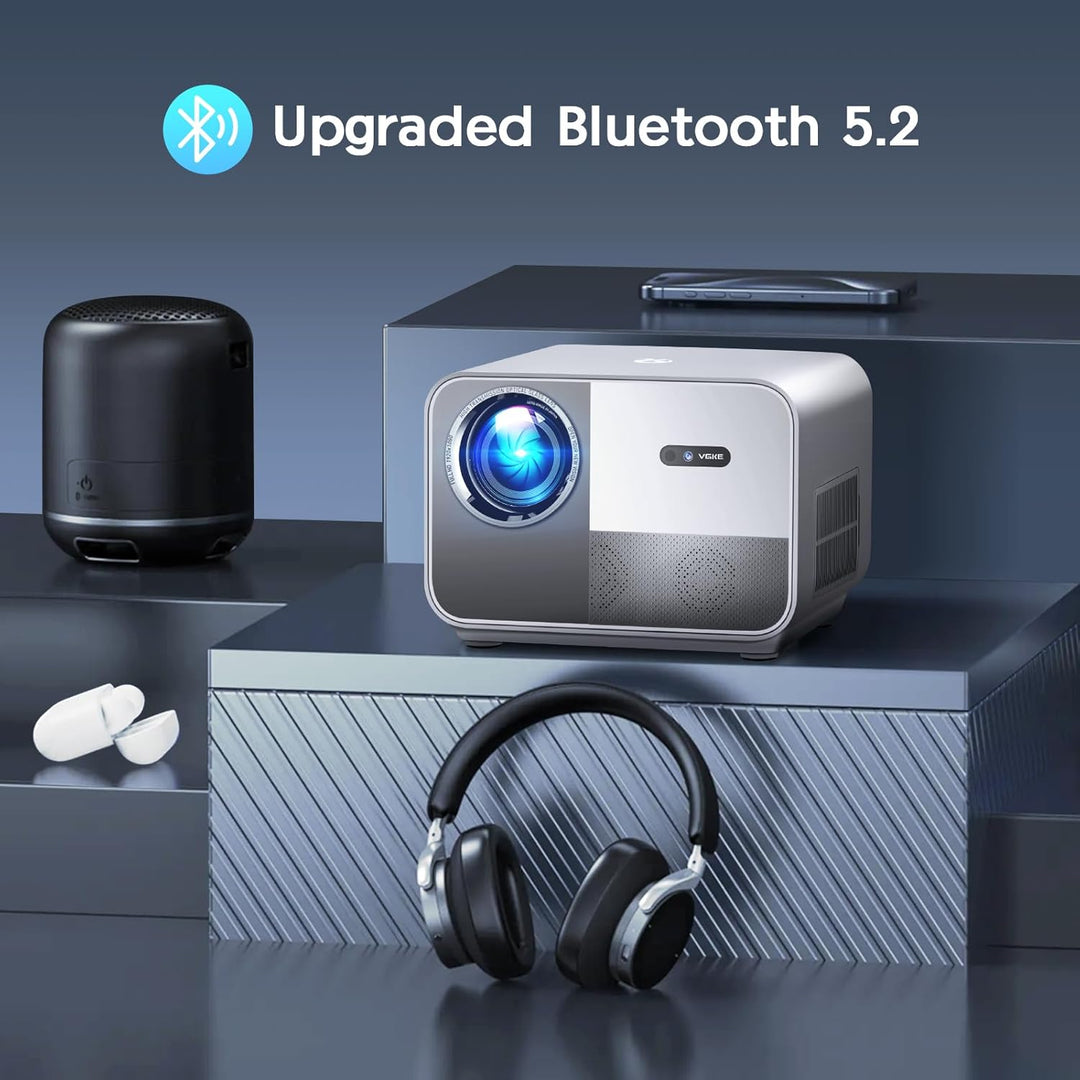 Beamer 4K VGKE, Autofokus/Trapezkorrektur 700ANSI Lumens WiFi 6 Bluetooth Tragbarer Projektor, FHD N