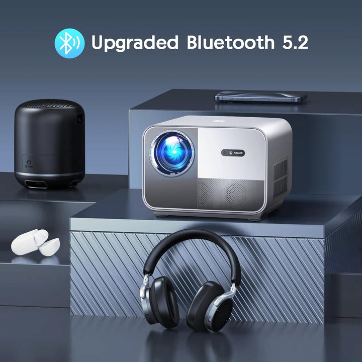 Beamer 4K VGKE, Autofokus/Trapezkorrektur 700ANSI Lumens WiFi 6 Bluetooth Tragbarer Projektor, FHD N