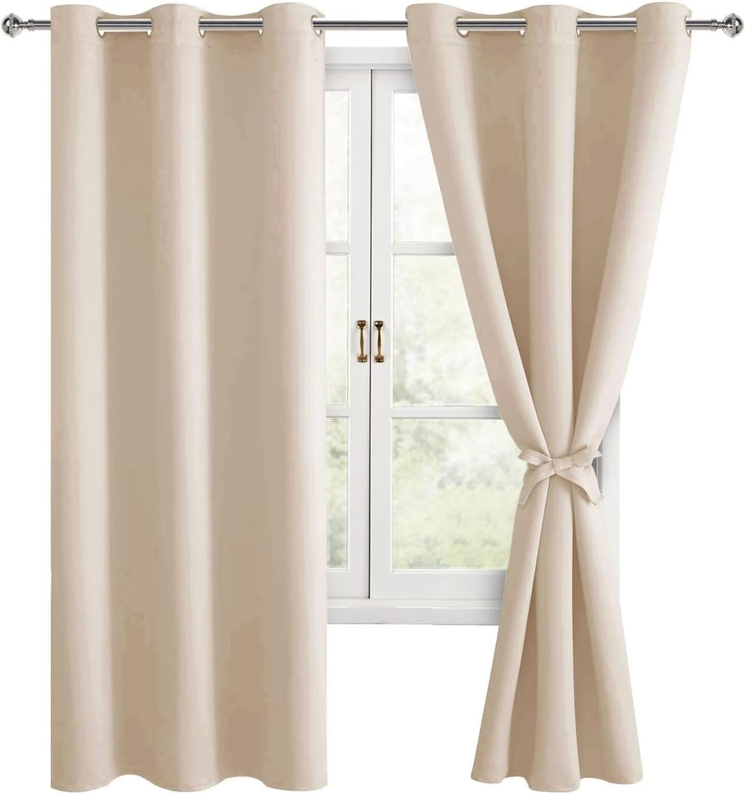 Hiasan Verdunklungsvorhänge Gardinen mit Ösen,Beige Blickdicht Vorhänge,2 Stück,106 x 160 cm (Breite