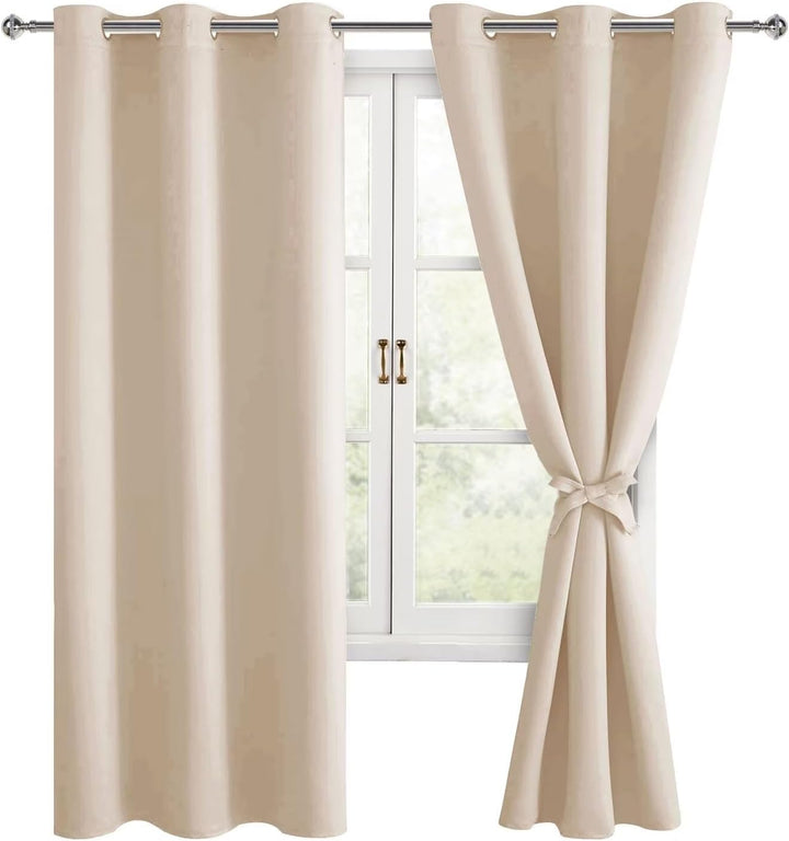 Hiasan Verdunklungsvorhänge Gardinen mit Ösen,Beige Blickdicht Vorhänge,2 Stück,106 x 160 cm (Breite