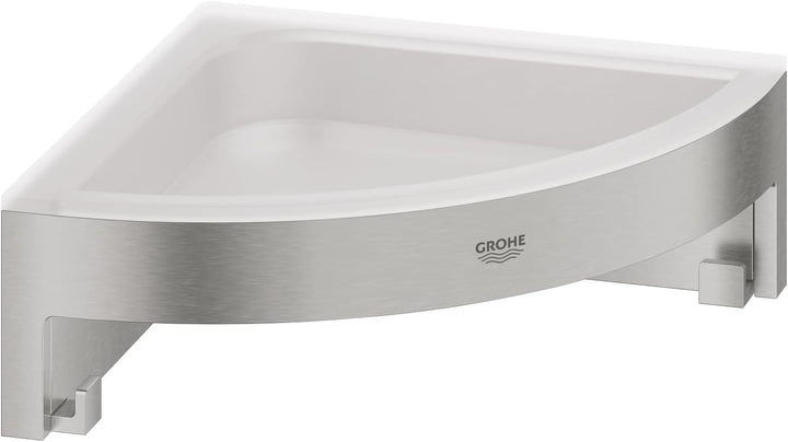 GROHE Start Cube - Eckseifenschale (für Eckmontage, langlebig), supersteel, 41106DC0 + Kleber- Set f