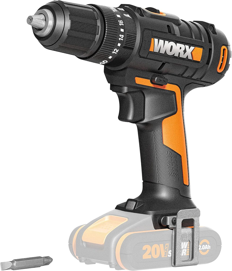 WORX WX370.9 Akku Schlagbohrschrauber 20V - 50Nm, 2-Gang-Getriebe & LED-Licht - zum Schrauben, Bohre