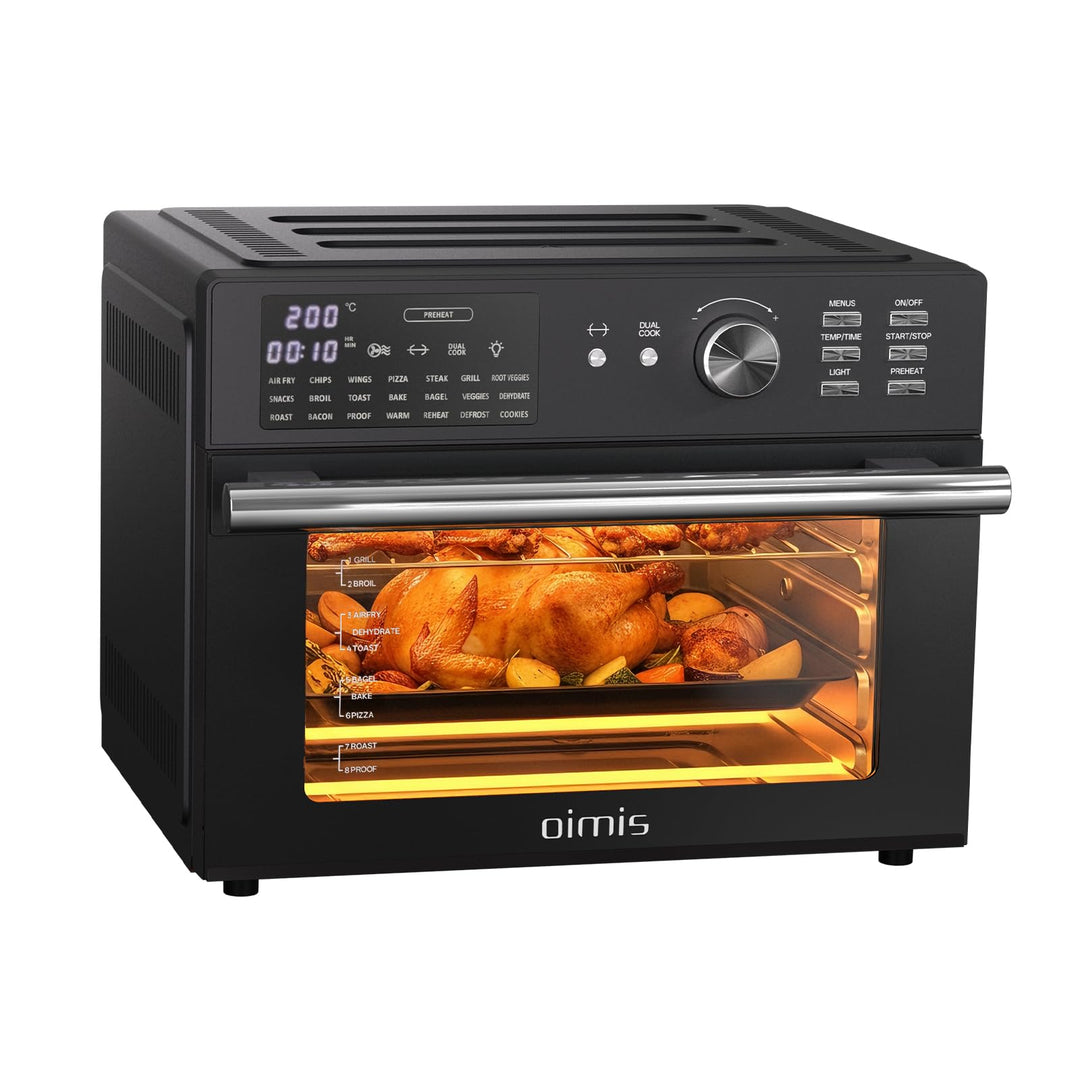 OIMIS Heissluftfritteuse Backofen 30L Mit 21 Programme, Grau Heissluftbackofen xxl mit luftfritteuse