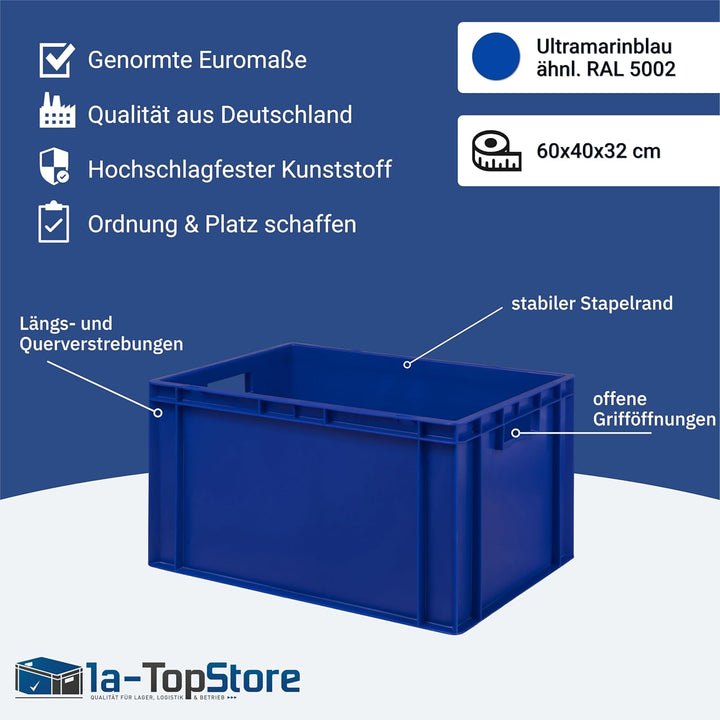 1a-TopStore Eurobehälter | Stapelkiste | Lagerbehälter | Kunststoff- und Transportbox | über 23 Grös