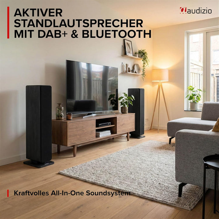 Audizio Arco - Standlautsprecher Aktiv mit Bluetooth - 2er Set - 320 Watt HiFi Lautsprecher Musikanl