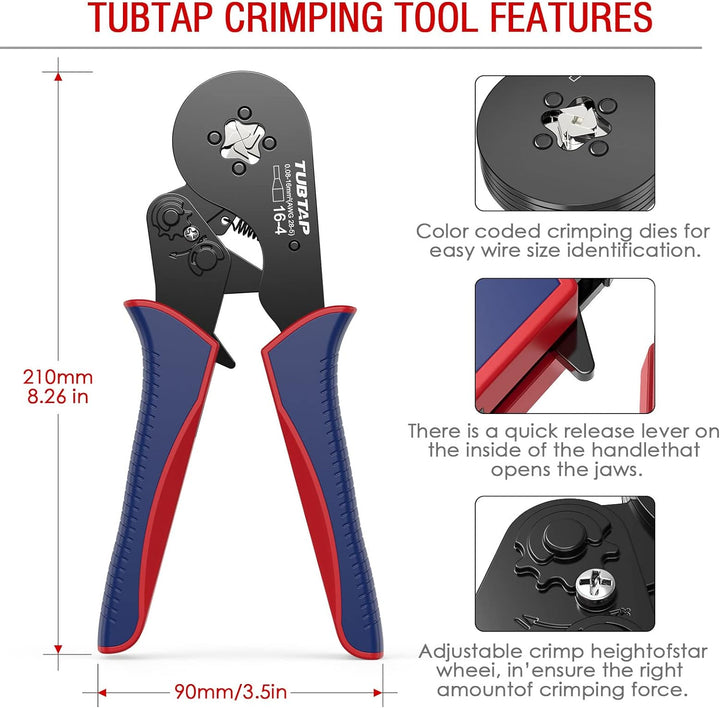 Aderendhülsenzange 0.08-16mm² - TUBTAP® Crimpzangen Für AWG 28-5,Crimp Zange, Presszange,16-4, Adere