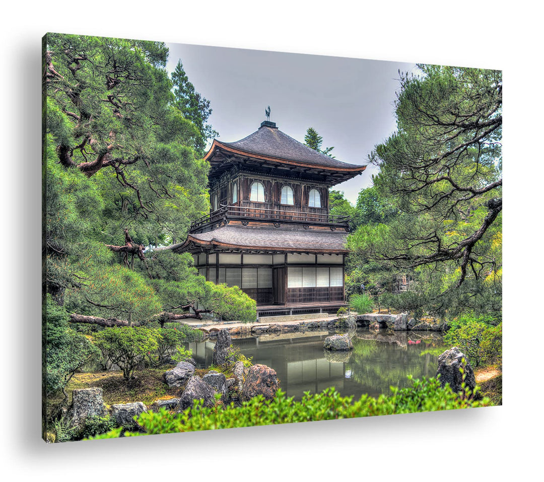 deyoli asiatisches Landhaus Format: 80x60 als Leinwandbild, Motiv fertig gerahmt auf Echtholzrahmen,