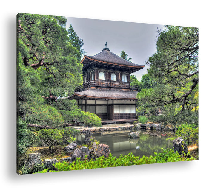 deyoli asiatisches Landhaus Format: 80x60 als Leinwandbild, Motiv fertig gerahmt auf Echtholzrahmen,