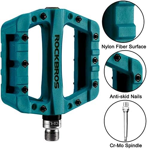 ROCKBROS Fahrradpedale Nylon Composite Flatpedale 9/16 MTB Pedale 3 Bearing rutschfest Wasserdicht A