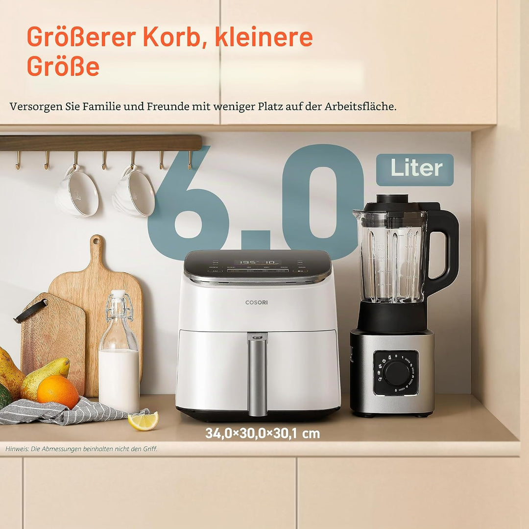 COSORI Turbo Blaze Luftfritteuse, 6 l, Air Fryer, 46% schneller, mit DC-Motor, 9-in-1-Öl-Fritteuse m