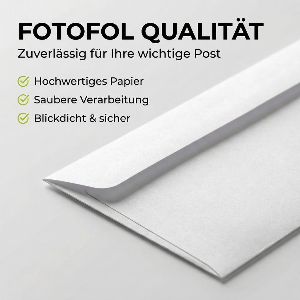 Briefumschläge DIN lang ohne Fenster selbstklebend 75g 22x11 cm weiss (200 Stück), 200 Stück