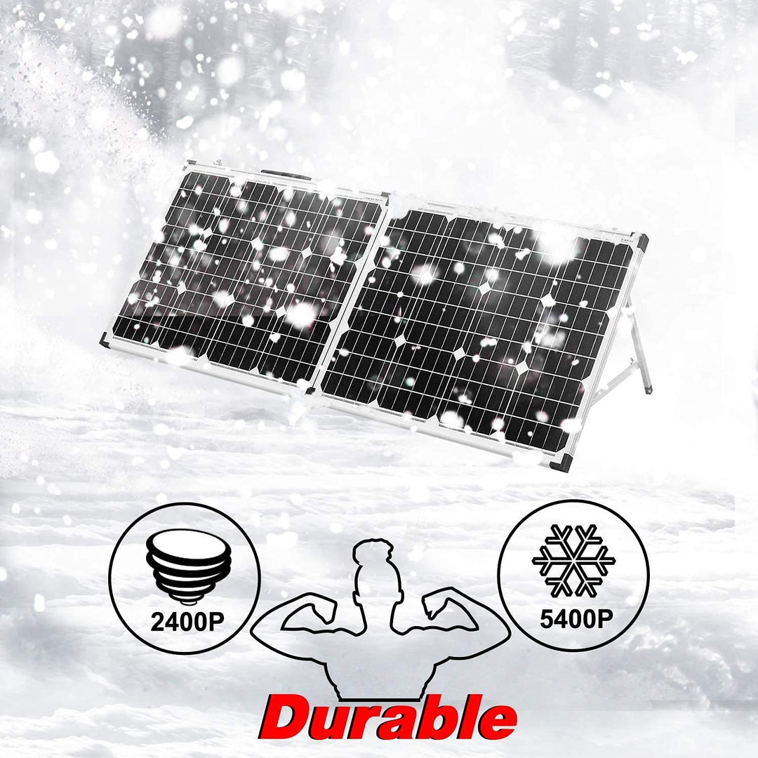 DOKIO Solarkoffer 100W mit Laderegler (2 USB-Ports) Solarpanel Faltbar für 12V Batterie Inklusive Tr