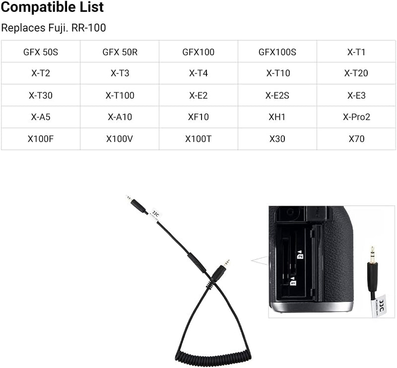 JJC Kabellose Fernbedienung, kabelgebundener Auslöser, Intervalometer, Timer, für Fujifilm Fuji X-T5