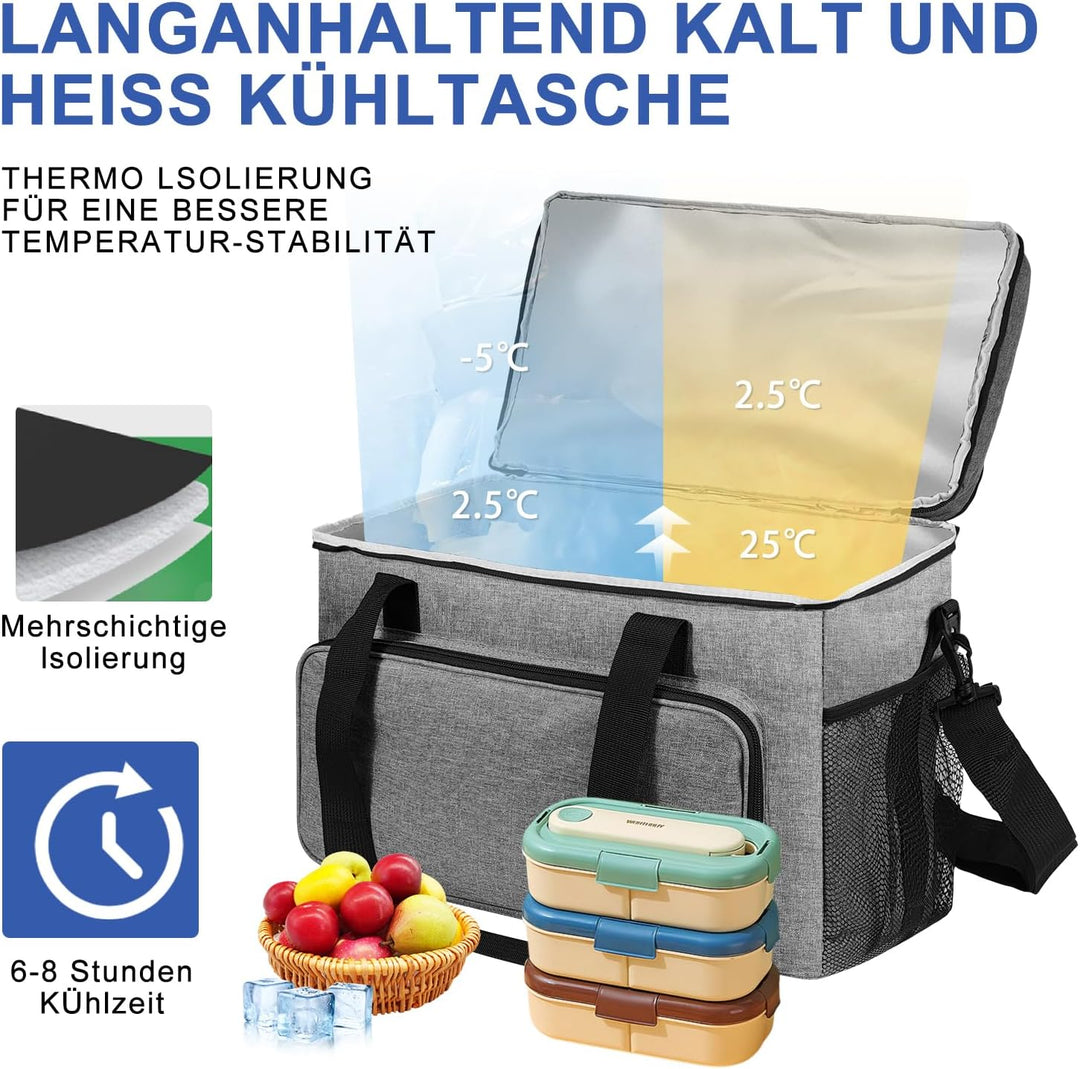 25L Kühltasche Faltbar für Essen & Getränke-Lsolierte Tasche, Auslaufsicher & Wasserdicht-Strand Pic