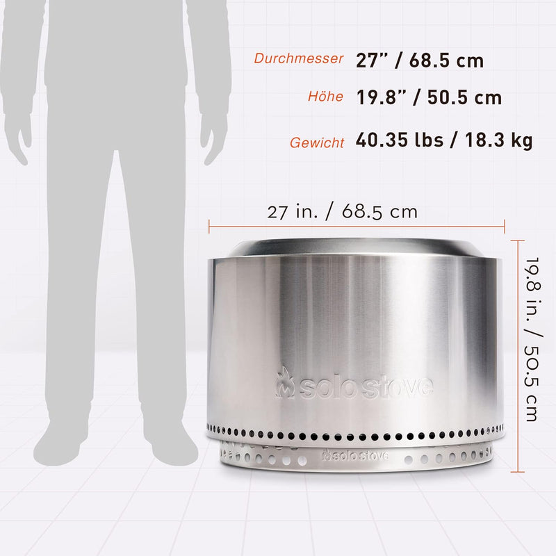 Solo Stove Feuerschale Yukon 2.0 mit Standfuss | Feuerstelle für Raucharme Holzverbrennung, Herausne