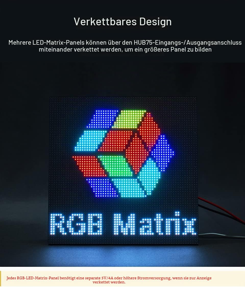 Waveshare RGB Full-Color LED Matrix Panel 4mm Pitch 64×32 Pixels 2048 Individual RGB LEDs Adjustable