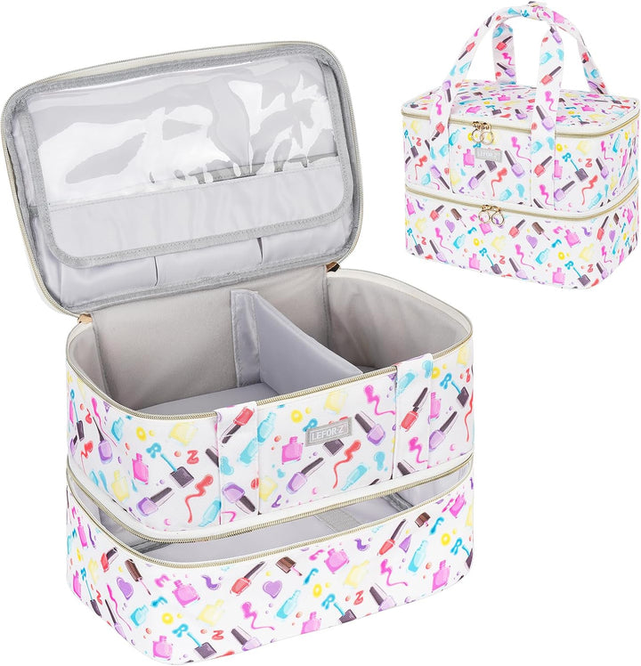Nagellack Aufbewahrung Tasche,Doppelschichtige Nagellack Organizer für 40 Flaschen(15 ml-0.5 FL.oz)