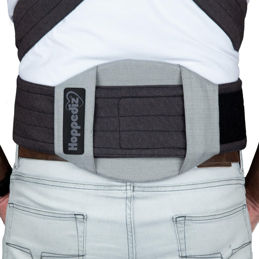 Hoppediz Lendenwirbelstütze, ergonomische Unterstützung für Babytrage und Tragetuch, universell, bla