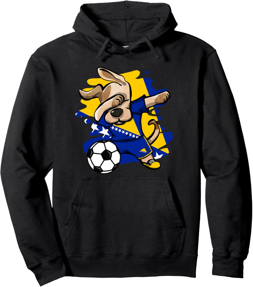 Dabbing Hund Bosnien-Herzegowina Fussball - Bosnische Flagge Pullover Hoodie