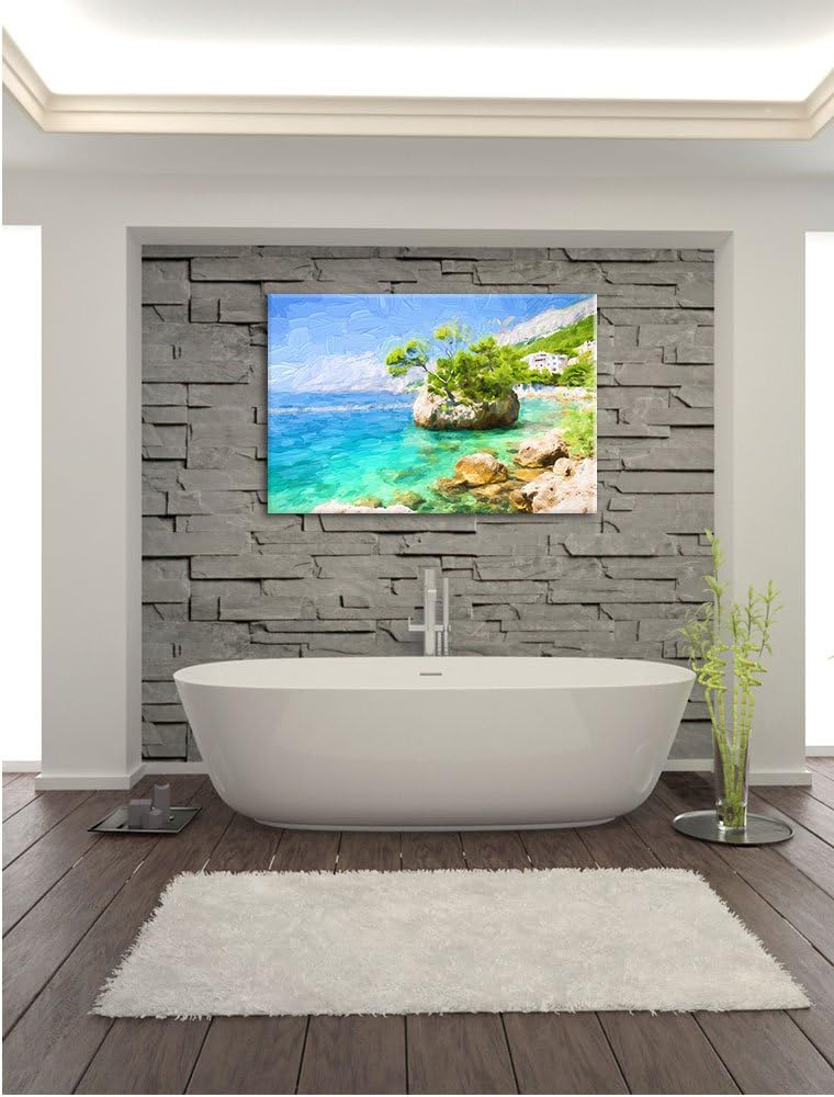 Pixxprint Dalmatia Strand in Kroatien als Leinwandbild/Grösse: 100x70 cm/Wandbild/Kunstdruck/fertig