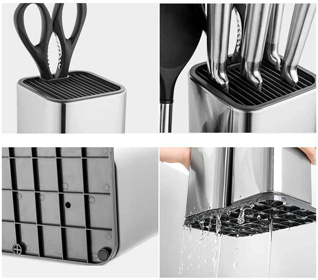 2 in 1 Speicherdesign Einzigartiges Messerblock Ohne Messer Universal Edelstahl Messerblockhalter un