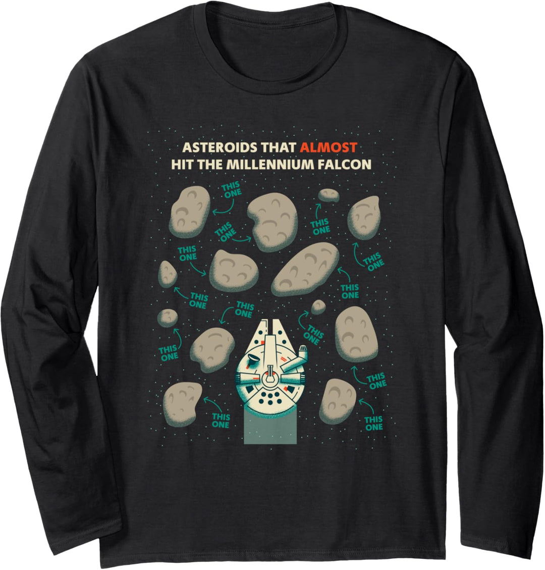 Star Wars Millennium Falcon Funny Asteroid Chart Langarmshirt