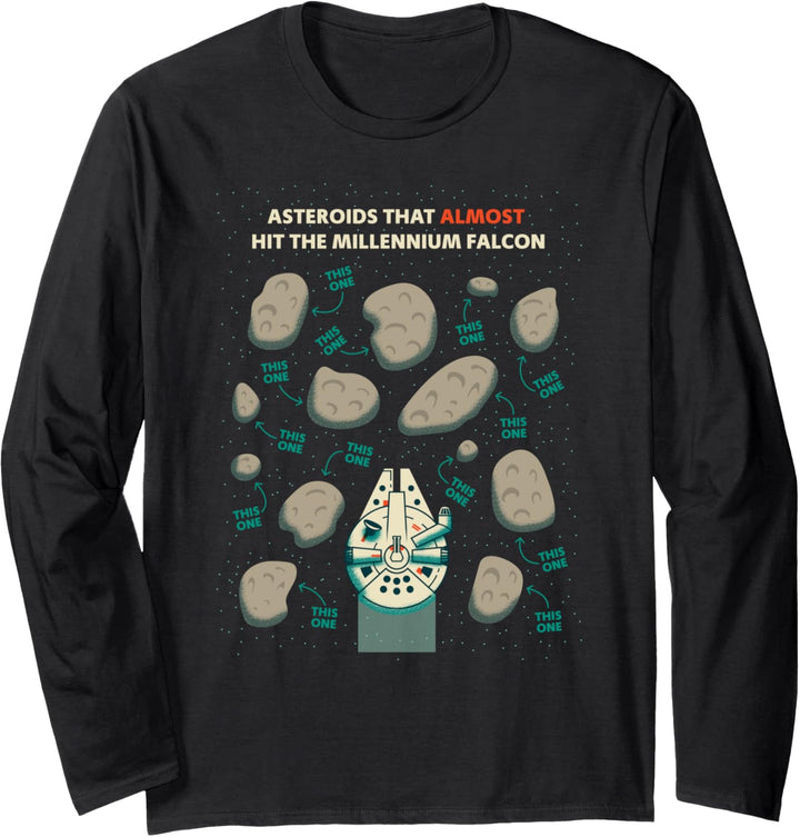 Star Wars Millennium Falcon Funny Asteroid Chart Langarmshirt