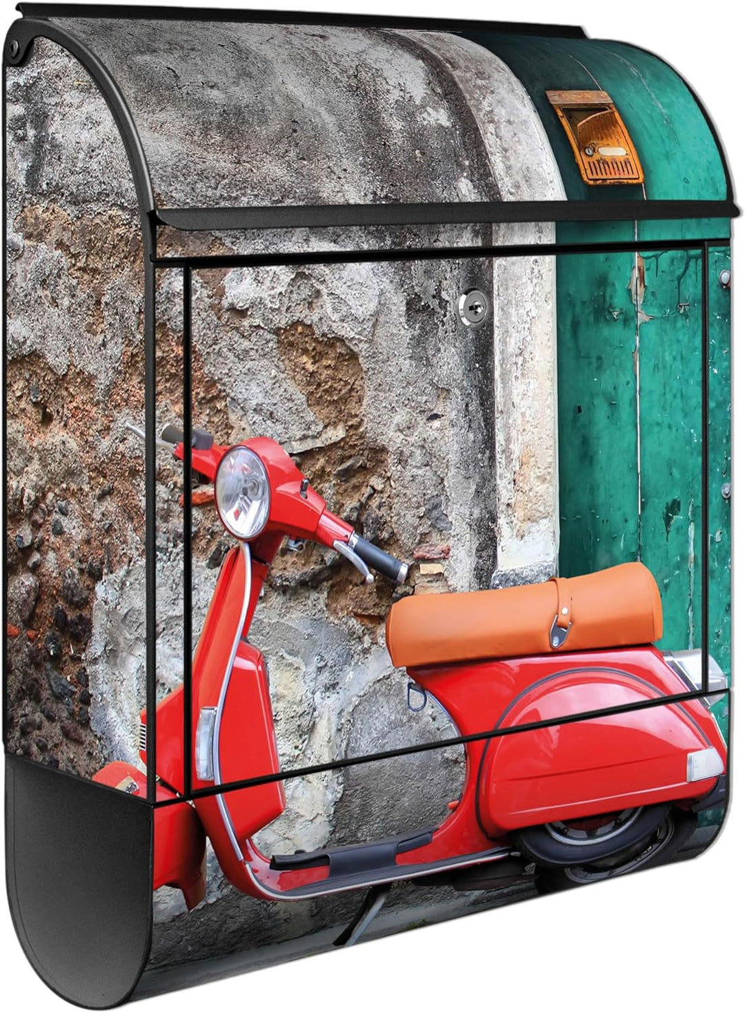 banjado® Design Briefkasten mit Motiv Italienischer Roller 39x47x14cm & 2 Schlüssel - Briefkasten St