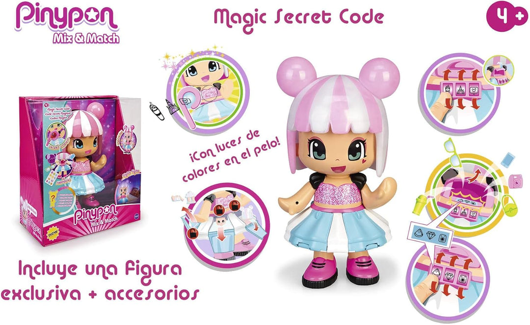 Pinypon Magic Secret Code, grosse Figur mit 30 cm voller Überraschungen für Jungen und Mädchen von 4