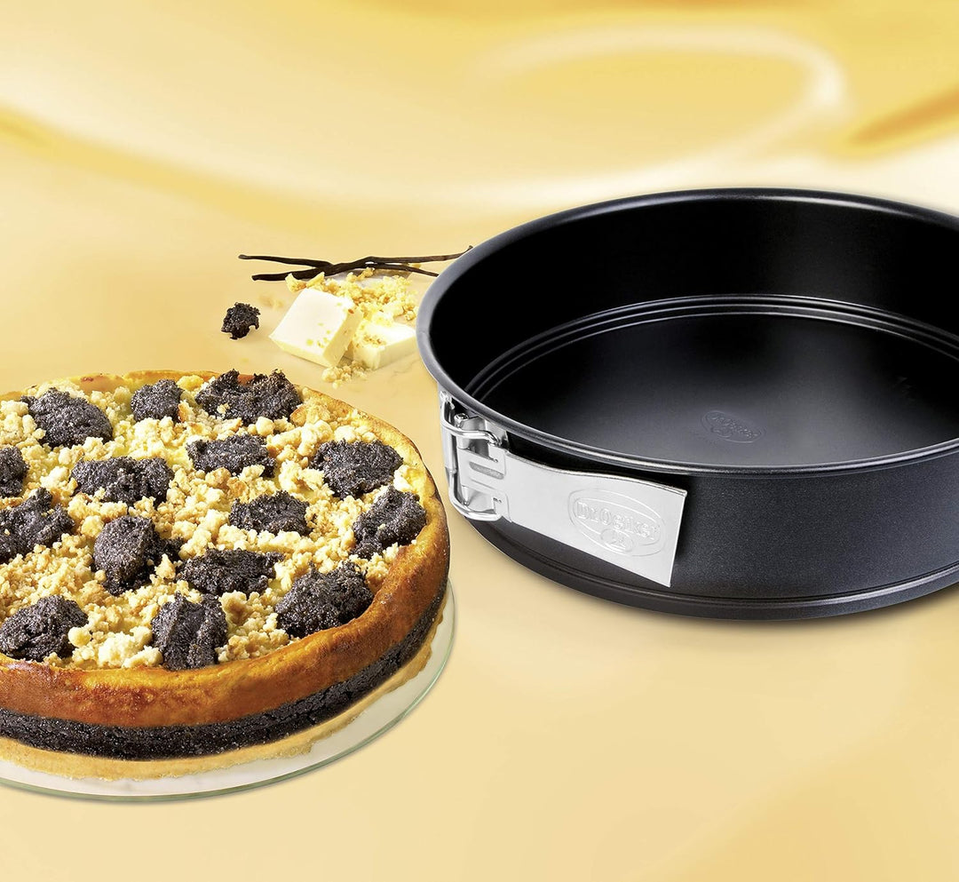 Dr. Oetker Springform Ø 28 cm, Backform mit Flachboden, runde Kuchenform aus Stahl mit Antihaftbesch