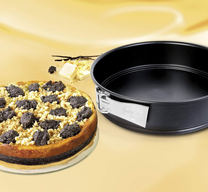 Dr. Oetker Springform Ø 28 cm, Backform mit Flachboden, runde Kuchenform aus Stahl mit Antihaftbesch