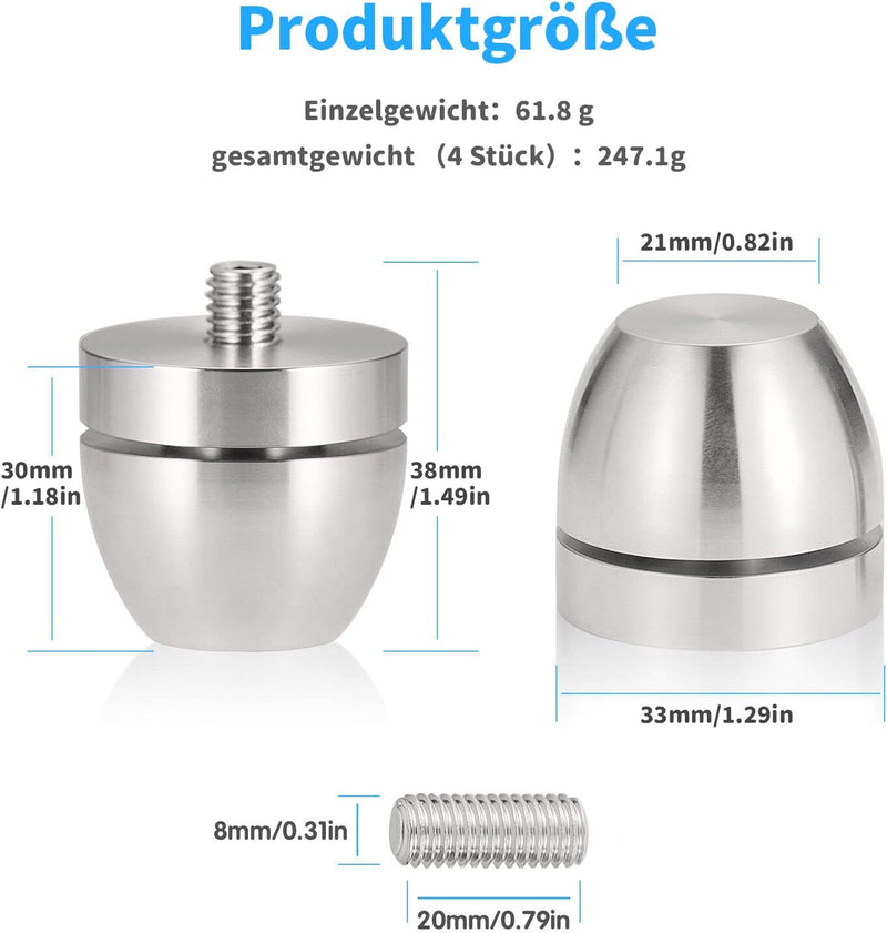 Tertullus 4 Stück Lautsprecher Füsse Schwarz Dämpfer Aluminium Lautsprecher Absorber Füsse Mit Stoss