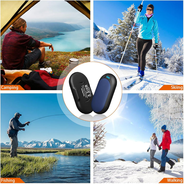 Elektrischer Handwärmer,Handwärmer Wiederaufladbar 2er Set mit 6000mAh,Taschenwärmer USB-Kabeln,3 He