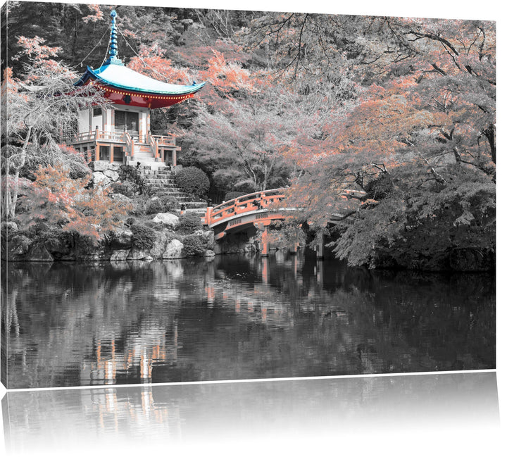 schönes Kloster in Japan schwarz/weiss Format: 100x70 auf Leinwand, XXL riesige Bilder fertig gerahm
