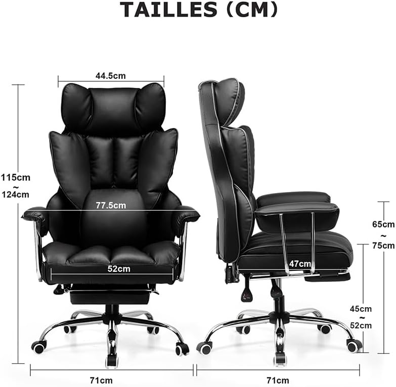 GTPLAYER Gaming Stuhl, Gamer Stuhl, Ergonomischer Bürostuhl mit Fussstütze, Kunstleder, Federsitzkis