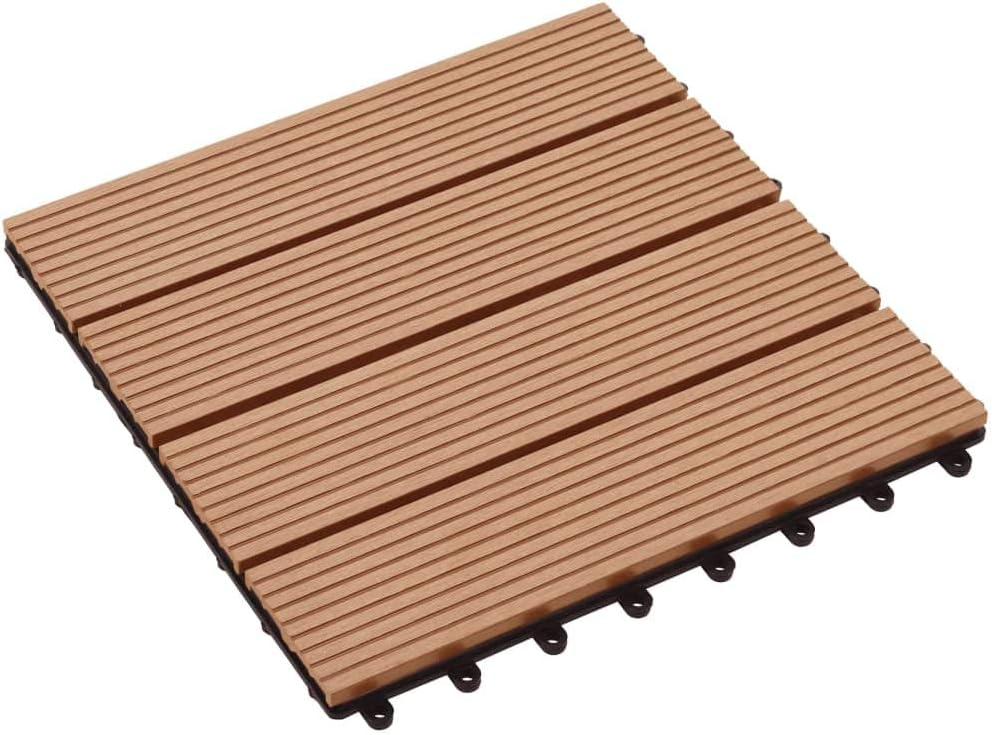 Festnight WPC Terrassendielen Terrassenplatten 30x30 cm 11er Spar Set für 1m² Braun in Holzoptik für