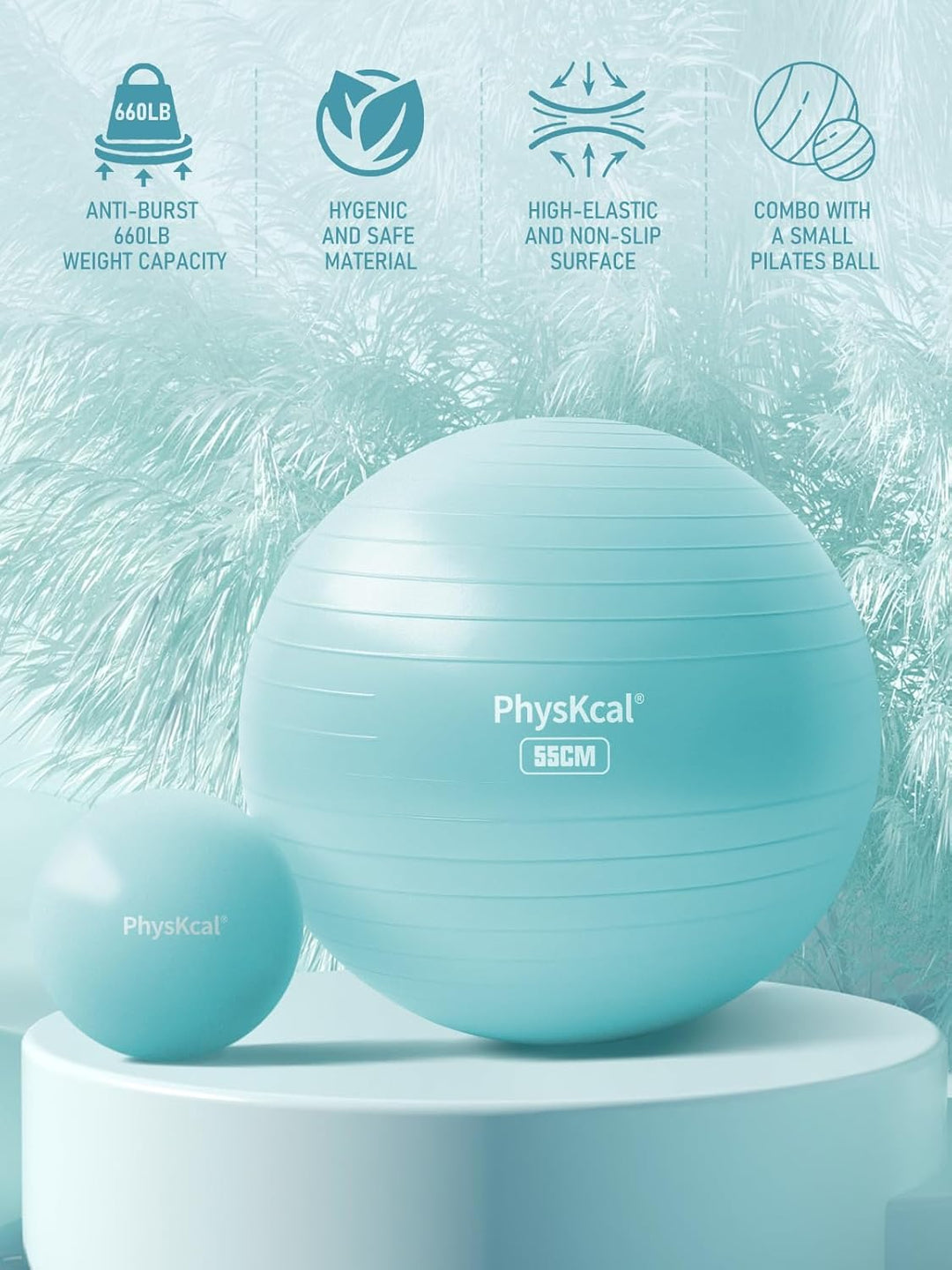 Gymnastikball und 23 cm Pilatesball Set, Anti Burst Gymnastikball, Anti-Rutsch-Sitzball, Balanceball
