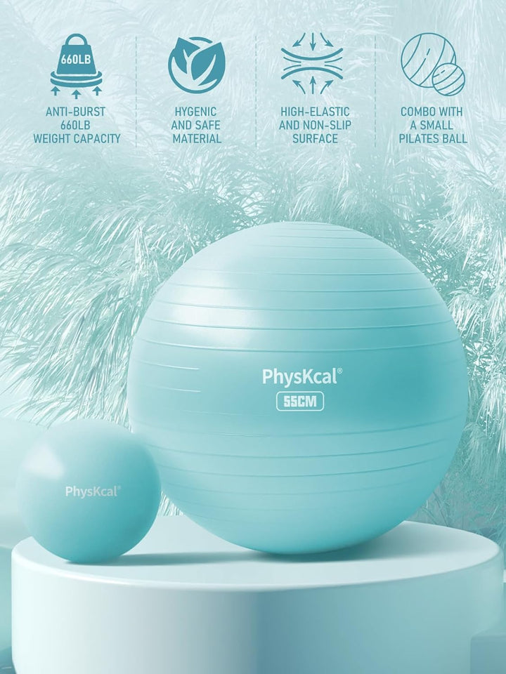 Gymnastikball und 23 cm Pilatesball Set, Anti Burst Gymnastikball, Anti-Rutsch-Sitzball, Balanceball
