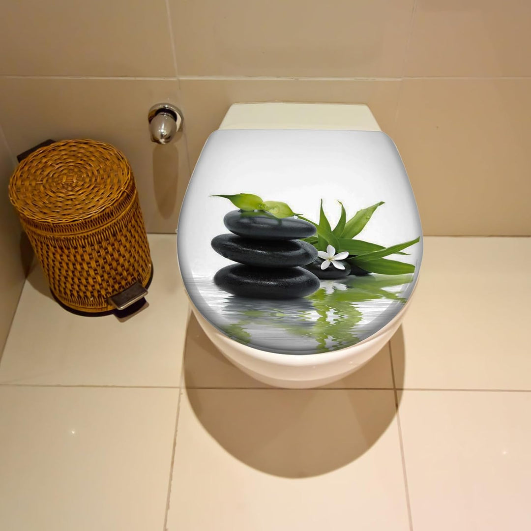 WC Sitz Absenkautomatik Toilettendeckel mit Absenkautomatik，Softclose aus Duroplast und Edelstahl To