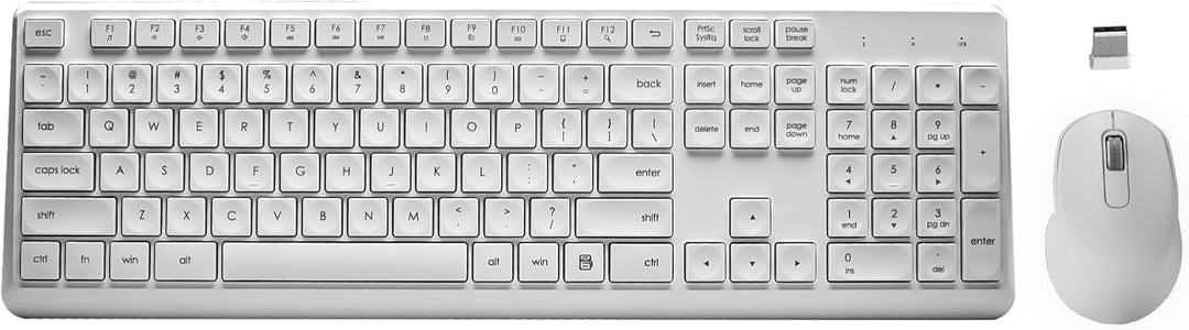 Drahtlose Tastatur und Maus Combo,US-Layout(QWERTY) leise und weiche 2.4G Full-Size Computer Tastatu