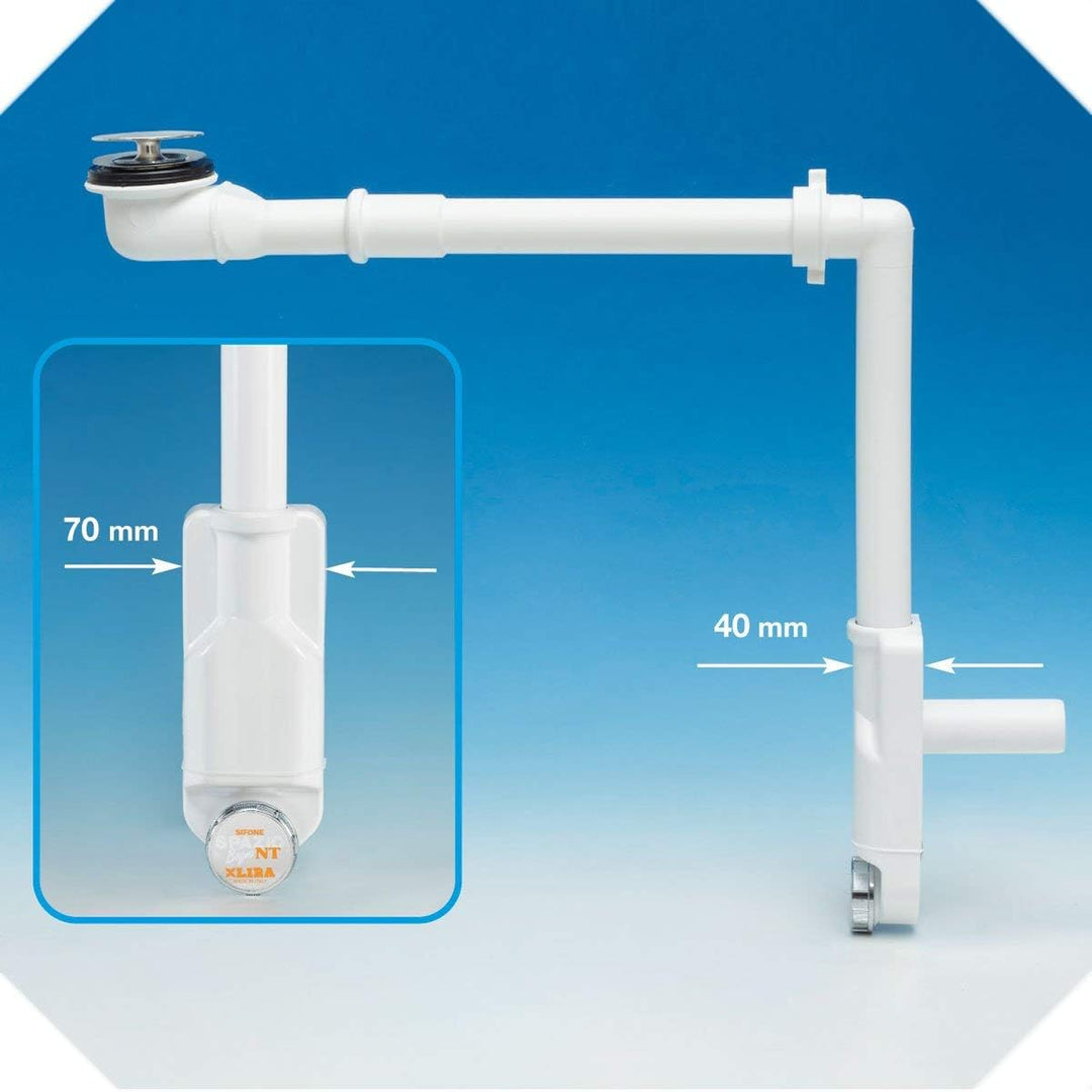lira A.8274.04 Sifone Spazio NT Con Piletta Basket Bagno Bassa BECKENFALLE MIT ABFALL, Weiss