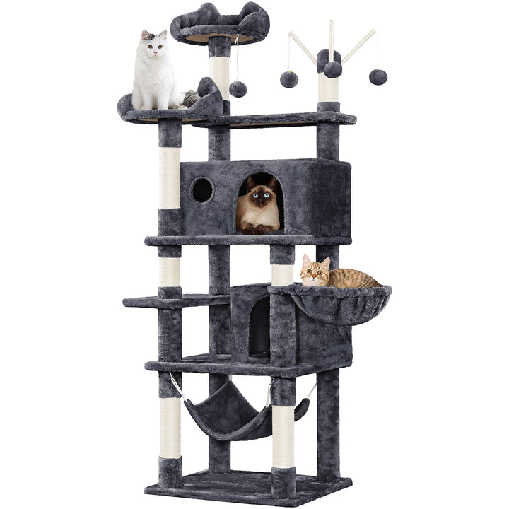 Yaheetech Kratzbaum 170 cm Katzenbaum XL Stabiler Katzenkratzbaum Kletterbaum für Katzen, mit Aussic